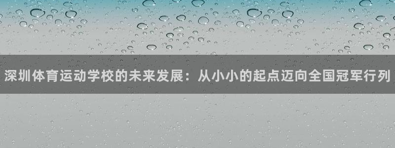 意昂5Kgame2代理注册：深圳体育运动学校的未来发展：从小小的起点迈向全国冠军